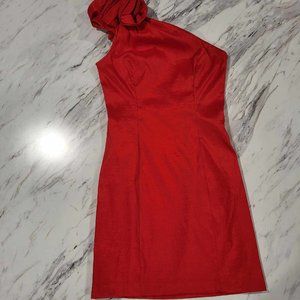 Jessica McClintock cocktail one shoulder mini red dress